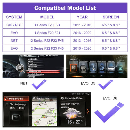 WirelessCarPlay For BMW Series 1 2 F20 F21 F22 F23 F45 2012-2020 NBT EVO with Android Auto Mirror Link AirPlay Car Play
