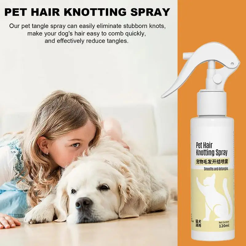 Dog Detangling Spray 120ml Hair Detangling Dematting Spray Leave-in Wash Free Brushing Mist Spray Pet Grooming Supplies