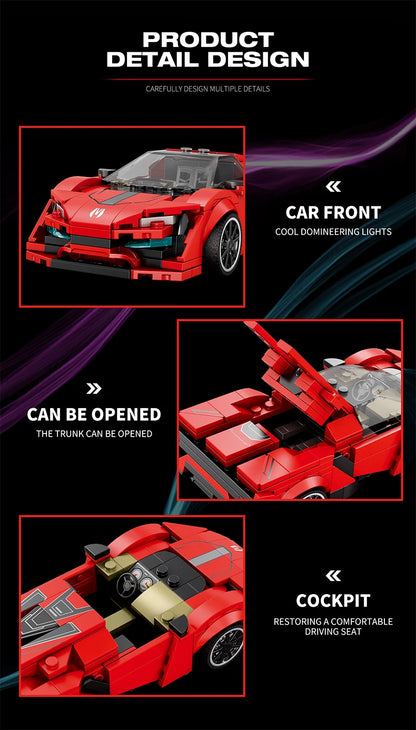 W Motors Lykan Red Sports Car Building Block, 301PCS City Vehicle Classic Racing Car Model Bricks Toys, Creative Collention Gift