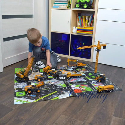 ﻿9 Styles Alloy Engineering Diecast Truck Tractor Loader Crane Excavator Toys Construction Model Vehicle Toy Car for Boys Gifts