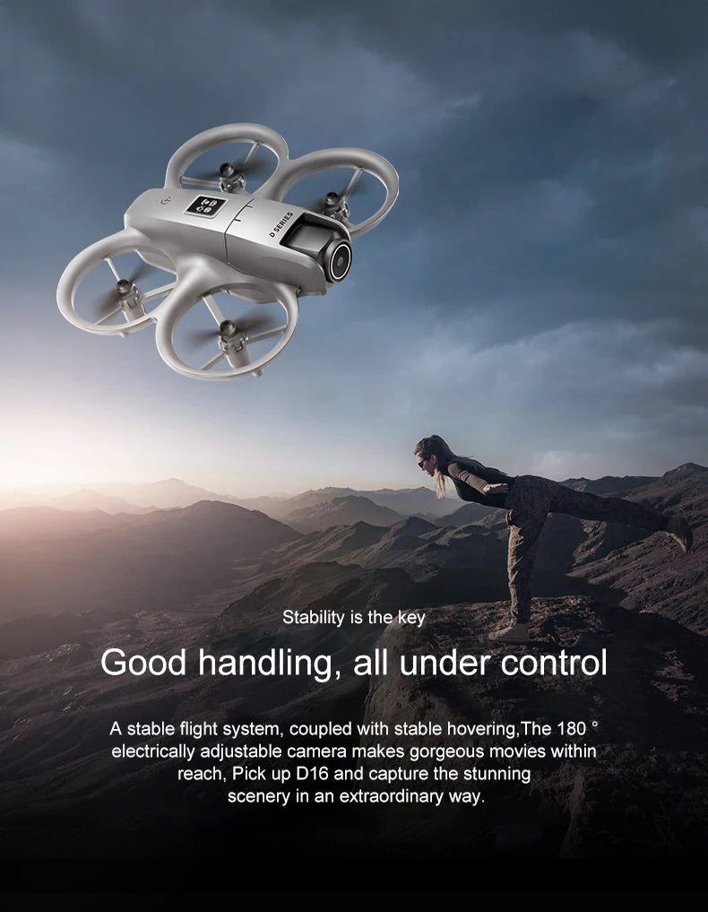 Xiaomi D16 Mini Drone with 180° Electric Adjustable 8K HD Camera WiFi Light Flow Drone Pocket Obstacle Avoidance Rc Quadcopter