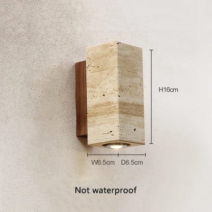 Yellow travertine stone Japanese style wabi-sabi wall lights bedroom dinning room wall lamp designer retro outdoor wall sconces