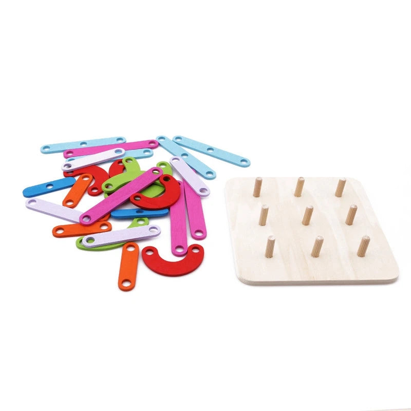 Geometric Column Set Digital Number Alphabet Letter Learning Word Toy Animal Wooden Puzzle Game Educational Toys Kids