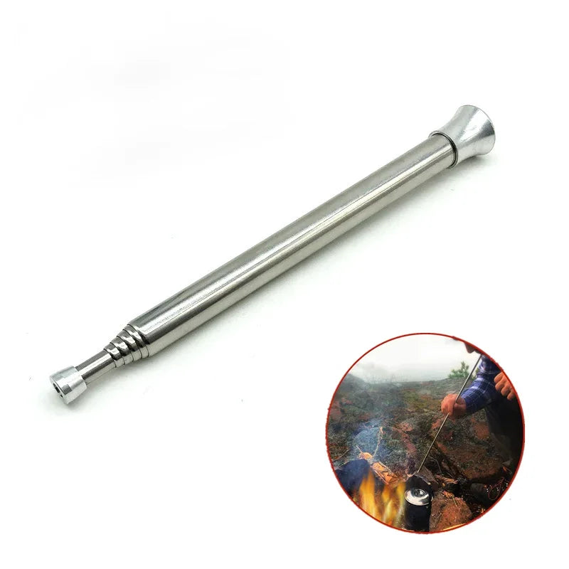 Outdoor Cooking Blow Fire Tube Portable Camping Fire Pipe Survival Tools Portable Fire Starter Tube Retractable Camping Gear