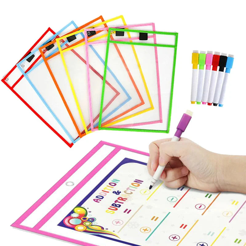 10Pcs Transparent Dry Brush Bag Kids Craft Drawing Board Painting Doodle Coloring Learning Educational Toys For Children Gift