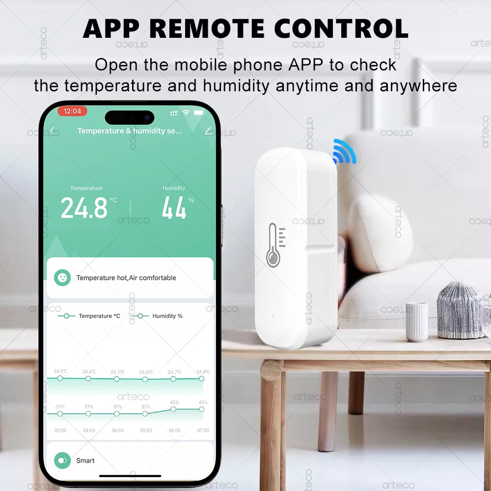Zigbee Temperature And Humidity Sensor Indoor Thermometer APP Remote Monitor For Smart Home Automation Works With Home Assistant