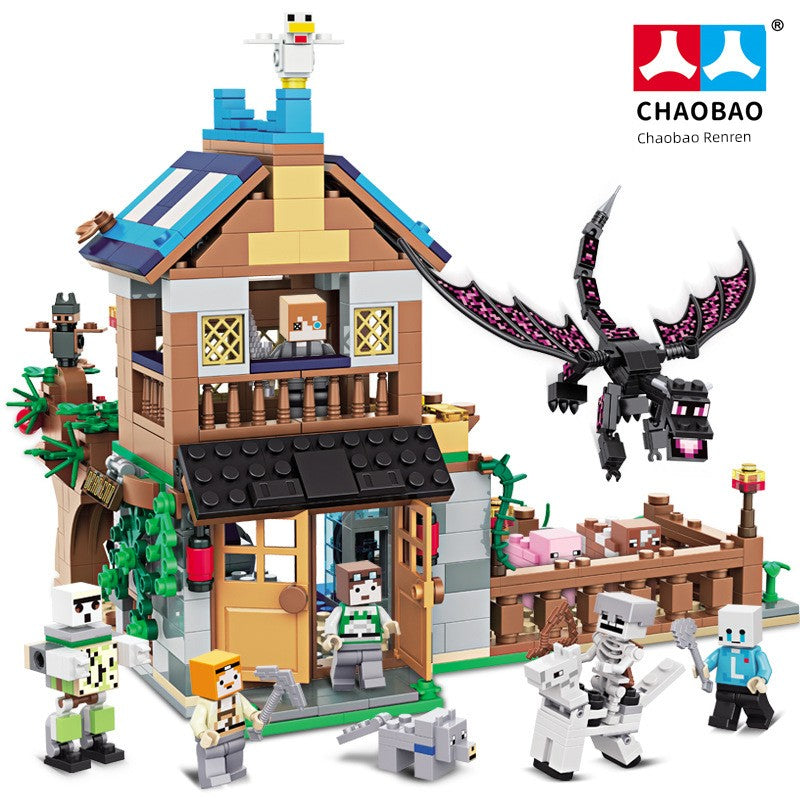 Fashion Baby Renren Cave Cottage Village End Shadow Dragon Building Blocks