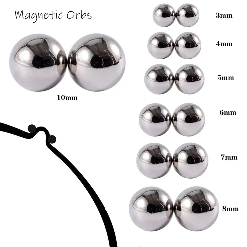 2Pcs Nipple Clip and Studs Magnet Orbs Personal Fake Nipple Piercing Ring Powerful Magnet Non Piercing Giant Magnet Balls Women