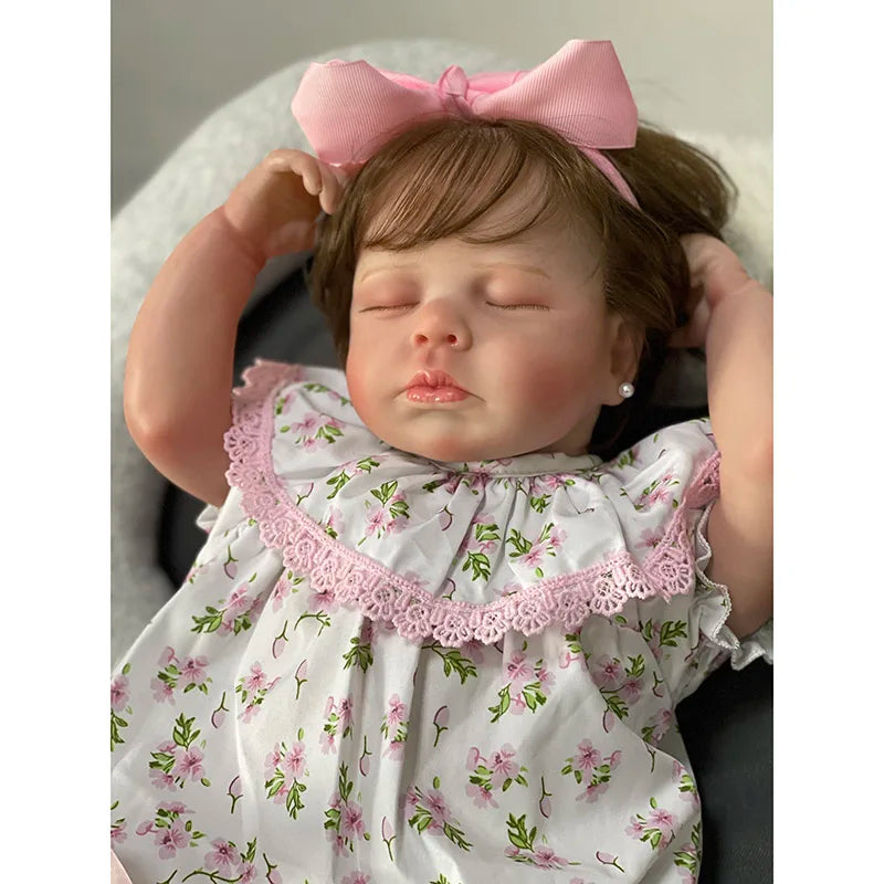 48cm Cute Baby Doll LouLou with Hand Rooted Hair Cotton Body  Sleeping Baby Doll 3D Painting with Visible Veins