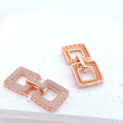 1 Pcs Wholesale Micro-set Square Necklace Bracelet Clasp Jewelry Accessories Full Zirconium Connecting Clasp DlY Accessories