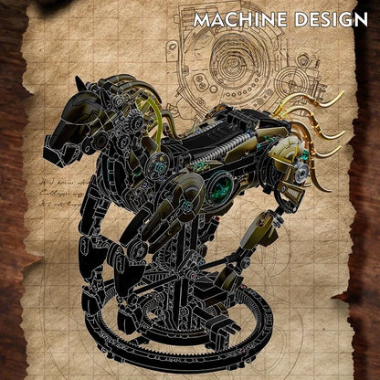Technical Building Blocks Kit Mechanical Horse MOC Model Creative Bricks STEM Educational Toy for Adults Children Gift