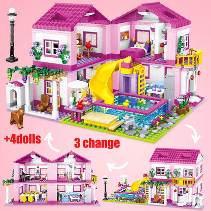 City House Summer Holiday Villa Castle Building Blocks Sets Figures Swimming Pool DIY Toy For Kids Friends Girls Birthday Gift