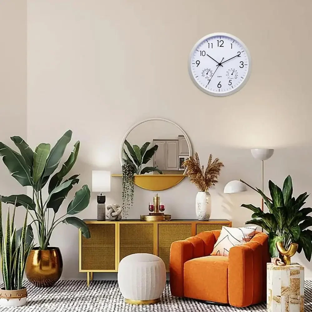 Outdoor Clock Decorative Round Clock With Thermometer and Humidity Large Wall Clocks Waterproof Elegant Retro Silent Clock