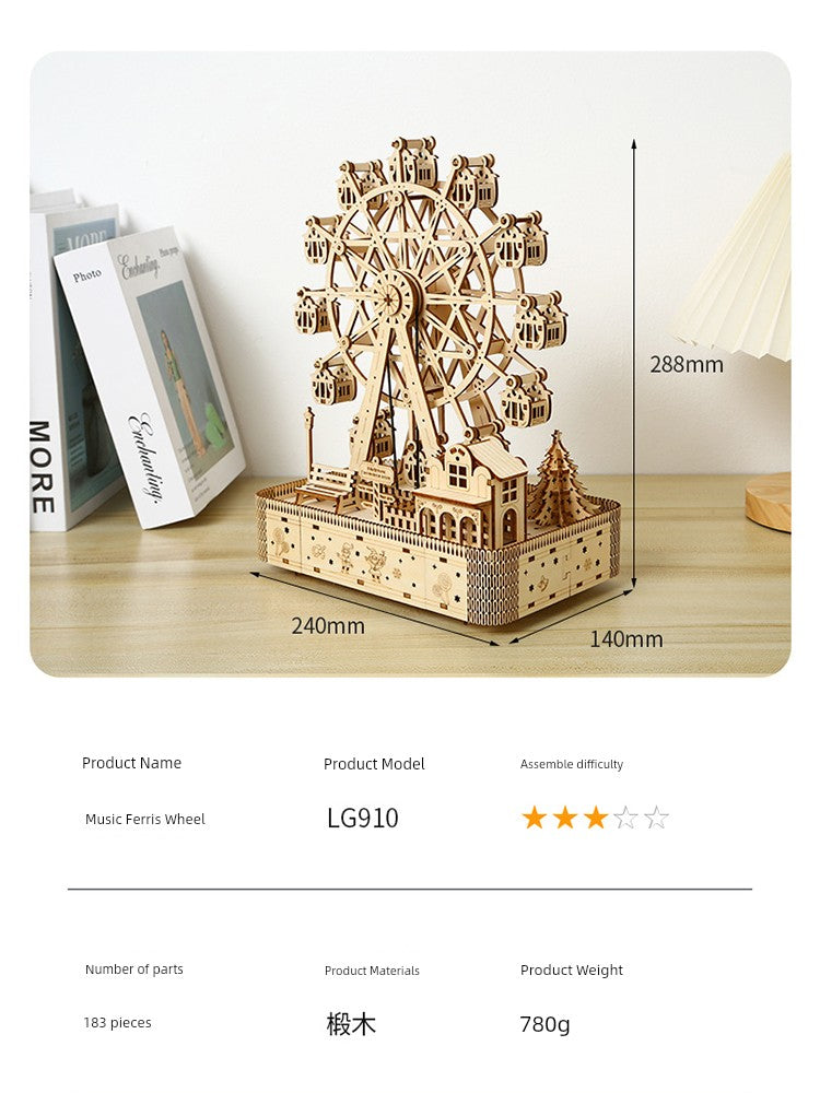 Ferris Wheel Puzzle with Lights Romantic Ornaments Rotate Music