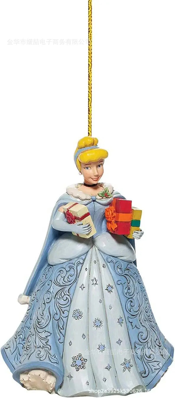 Disney Princess Snow White Cinderella Ariel Bell Anime Figures Christmas Tree Ornament Decoration Acrylic Plane Pendant Toys