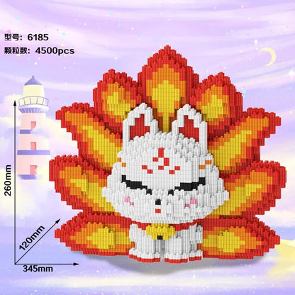 26cm Nine tailed Fox Building Block Toy Cartoon Character Small Particle Construction Model Toy for Children&