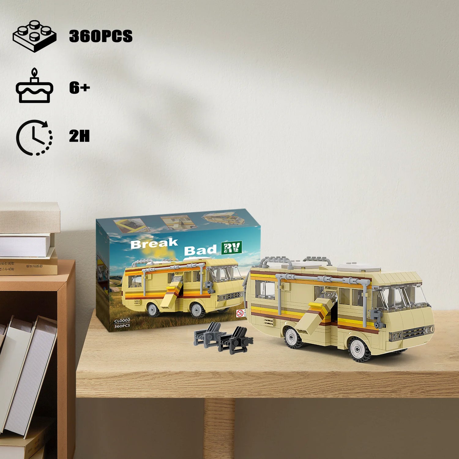 360PCS Break Bad RV Building Kit, Creative Van House Camper Toys Building Blocks,DIY Building Set Toy for Kids Adults