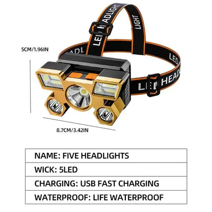 Powerful Rechargeable Head Flashlight for Fishing Led Headlamp