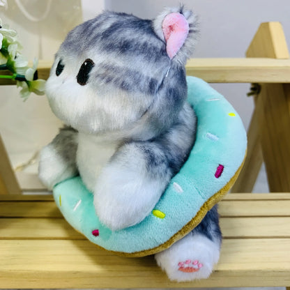 Japanese Mofusand Cute Donut Shark Cat 14cm Plush Doll Hanging Popular Cartoon Kitten Plush Keychain Bag Charm Gift