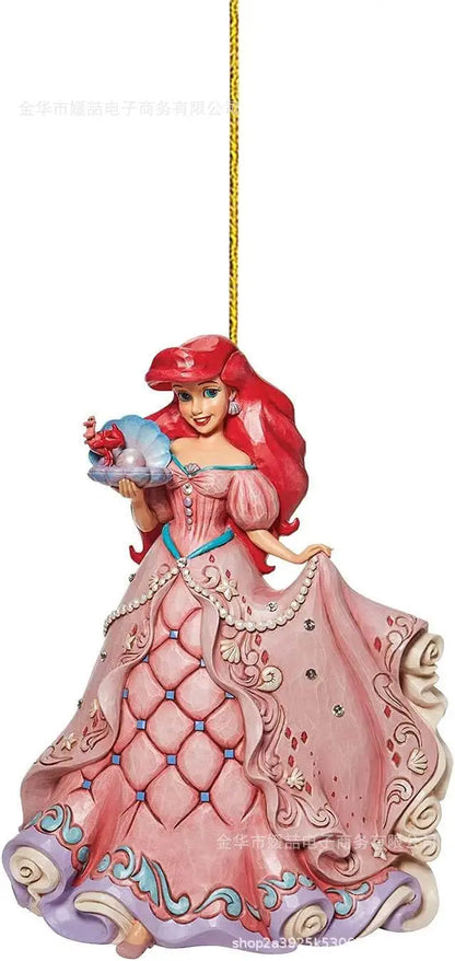 Disney Princess Snow White Cinderella Ariel Bell Anime Figures Christmas Tree Ornament Decoration Acrylic Plane Pendant Toys