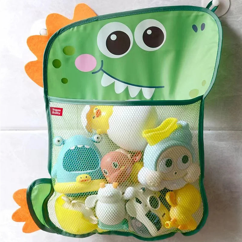 Baby Shower Toy Cute Duck Frog Net Toy Storage Bag Strong Suction Cup Baby Shower Game Bag Bathroom Organizer Water Toy