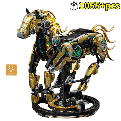 Technical Building Blocks Kit Mechanical Horse MOC Model Creative Bricks STEM Educational Toy for Adults Children Gift