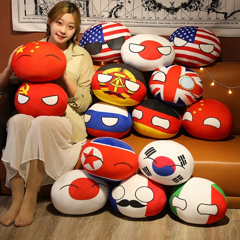 10-40cm Kawaii Countryball Plush Toy Stuffed Polandball UN USA USSR FRANCE RUSSIA UK JAPAN EU CANANDA ITA RU Sofa Pillow Pendant