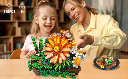 Flower Botanical Bonsai Building Set-2 IN 1 Sunflower Block Toy  Display for Office Décor Valentine&