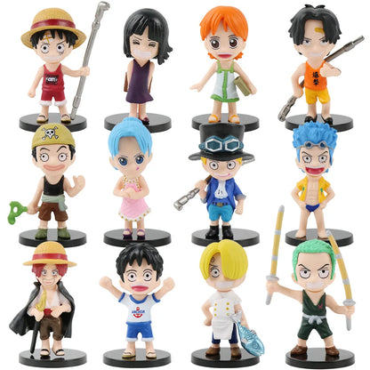 12Pcs/Set Anime One Piece Figures PVC Action Model Dolls Toys Cute Luffy Nami Zoro Collection Brinquedos Full Set Hot Sale