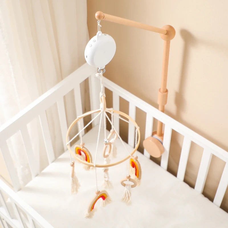 Baby Rattle Toys 0-12 Months White Rotary Mobile On The Bed Newborn Music Box Bed Bell Toy Holder Bracket Bluetooth/Remote Box