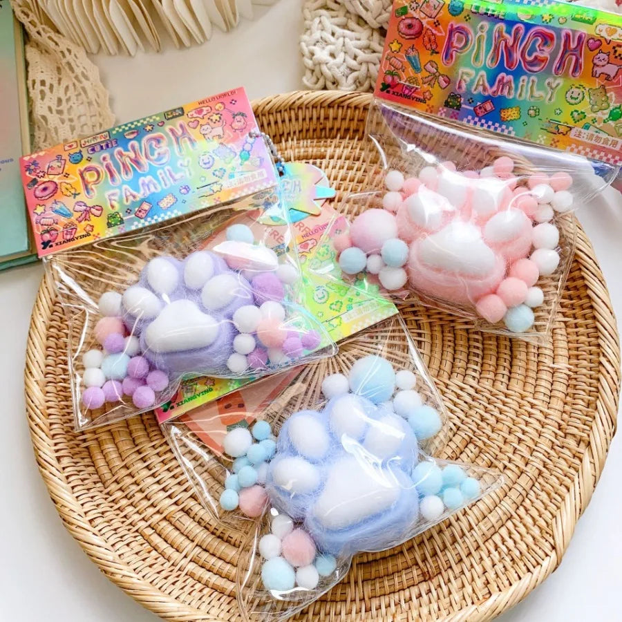 Plush Antistress Foot Paw Table Squishy Fidgets Toys for Kids Adults Squish Foot Toys Antistress Paws Kawaii Plush Cat Paw Fur