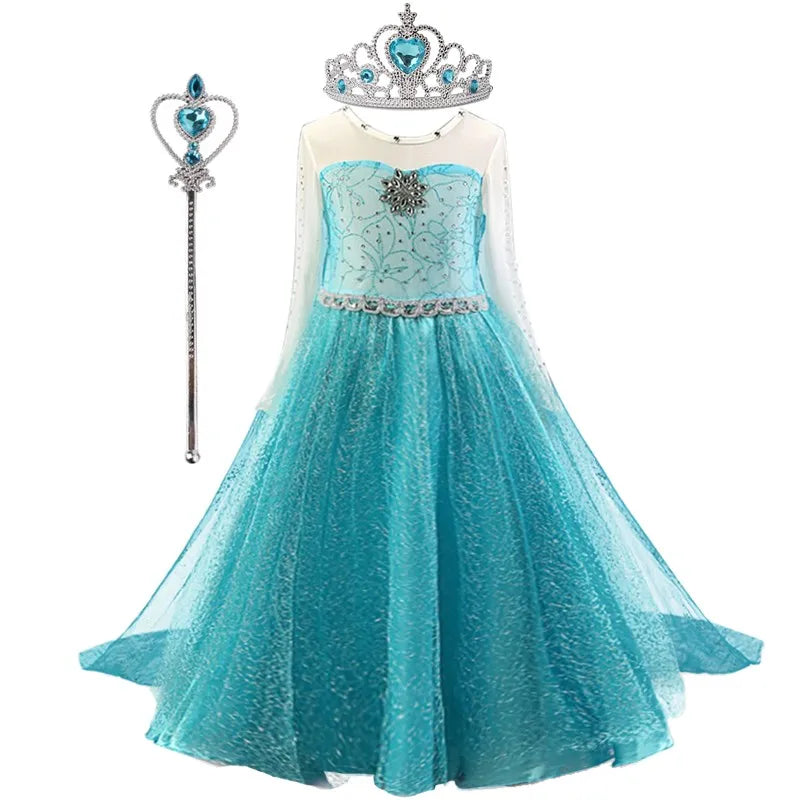 Elsa Dress for Girls 3-10 Yrs Birthday Role Elsa Princess Dress For Kids Halloween Carnival Easter Party Cosplay Girls Costume