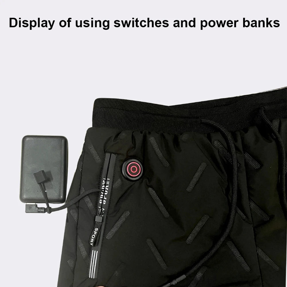 Winter Thermal Hiking Pants USB Electric Heating Trousers Ski Wear Heater Sports Thermal Motorcycle Pants Heated Trousers