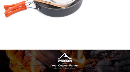 Widesea Camping Soup Pot Outdoor Teapot Cookware Pan Set Tableware Cutlery Utensils Hiking Picnic Travel Equipment Cooker