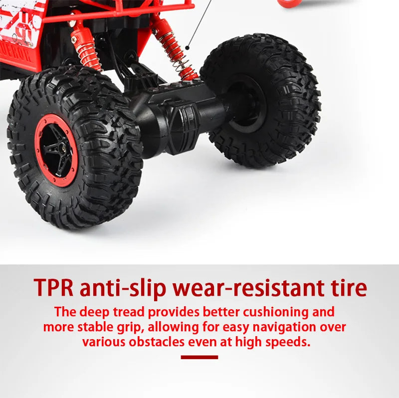 Remote Controlled Monster Truck, 2.4GHz 4WD Off-road RockTracked Vehicle, 1:16 All Terrain Rechargeable Electric Toy  Gifts