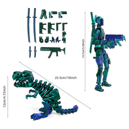 Dummy 13 Action Figure and Dinosaur Multi-Jointed Action Figures T13 Action Figure Set with Dragon Mount for Collectors Gifts