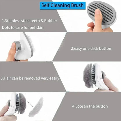Self-Cleaning Pet Dog Brush and Hair Remover