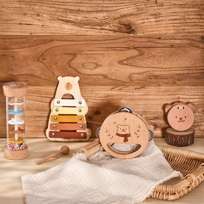 Baby Wooden Musical Instruments Montessori Toys Kids Bear Percussion Xylophone Rain Sound Pipe Music Shaker Early Education Toys