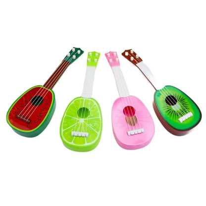 Adjustable String Knob Simulation Fruit Ukulele Toy 4 Strings Playable Musical Instrument Toy Classical Durable Small Guitar Toy