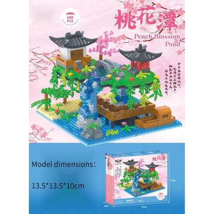 688PCS New children Building block micro-particle construction adult difficult puzzle assembly toys Peach Blossom light model to