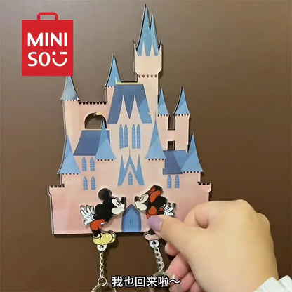 Disney Castle Keychain Anime Mickey Couples Cute Kids Toys Go Home Anti-Lost Kawaii Minnie Creative Keychain Fun Holiday Gifts