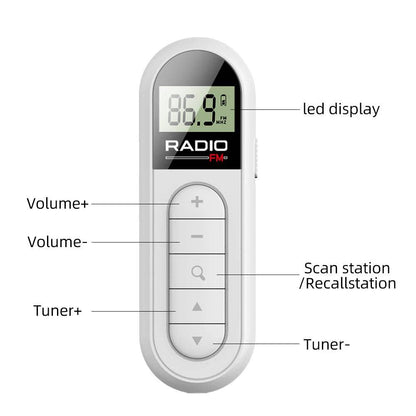 Mini Portable Pocket FM Radio 76-108MHZ Radio Receiver with Backlight