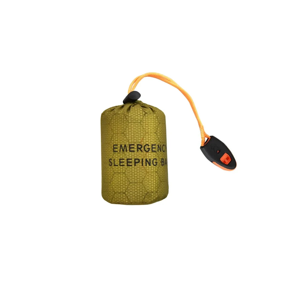 Portable Waterproof Emergency Survival Sleeping Storage Bag Hiking Sack Camping Gear Thermal Bivy Aid Rescue Kit Mylar Blanket