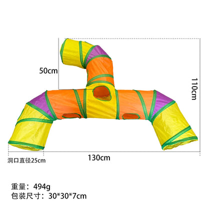 Foldable Rainbow Cat Tunnel Interactive Cat Toy Collapsible Play Tube for Kittens Durable Portable Pet Exercise Cubes