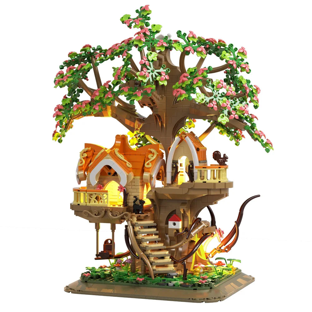 Tree Building Block Toy with LED Light, Mini Brick Building Set Gift for Adult Teen 14+