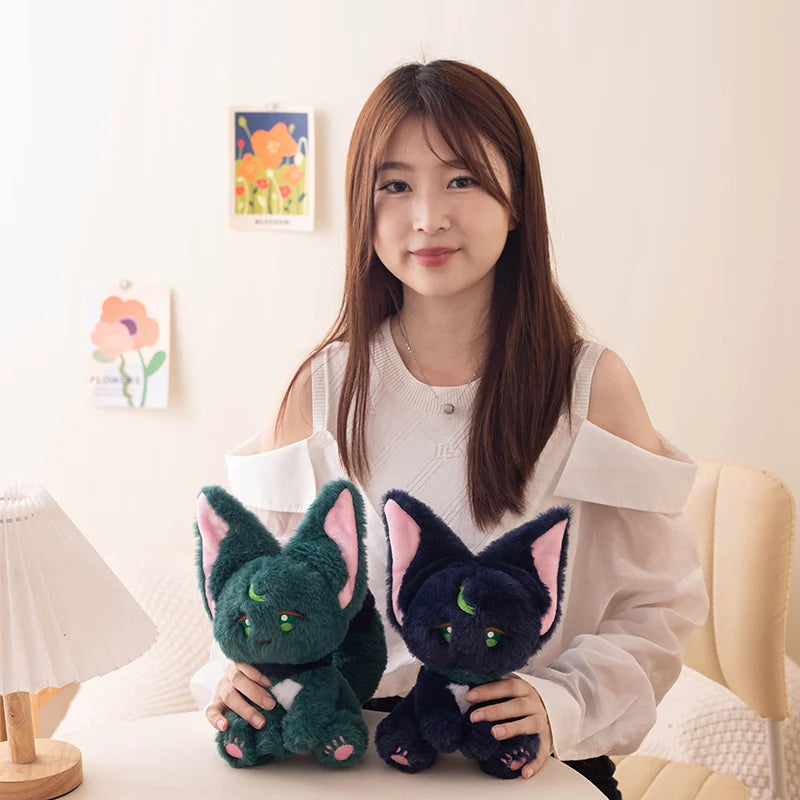 Game Genshin Black Cat Fluffy Impact Wanderer Pet Plush Toy Scaramouche Cat Cosplay Doll Soft Stuffed Pillow Christmas Gift