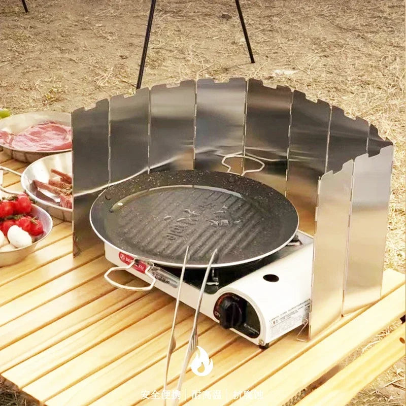 Aluminium Wind Shield Foldable Gas Stove Windshield Outdoor Camping Cooking Burner Windproof Screen Deflector Picnic Furnance