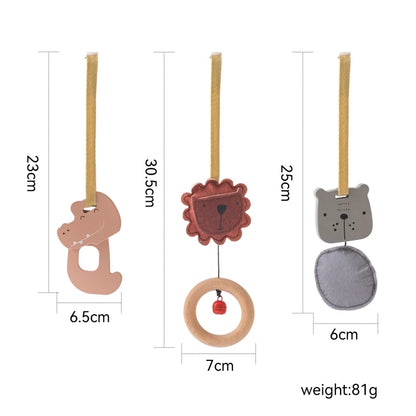 Baby Wooden Gym Pendant Toy Soft Felt Music Rattle Cotton Crochet Mobile Crib Teether Pendant For Infant Activity Gym Toys Gift