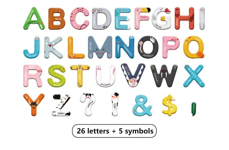 Baby Montessori Wooden Education Fridge Magnet 26 Alphabet Toys Learn Letter Matching Puzzle Magnetic Alphabet Book Toys For Kid