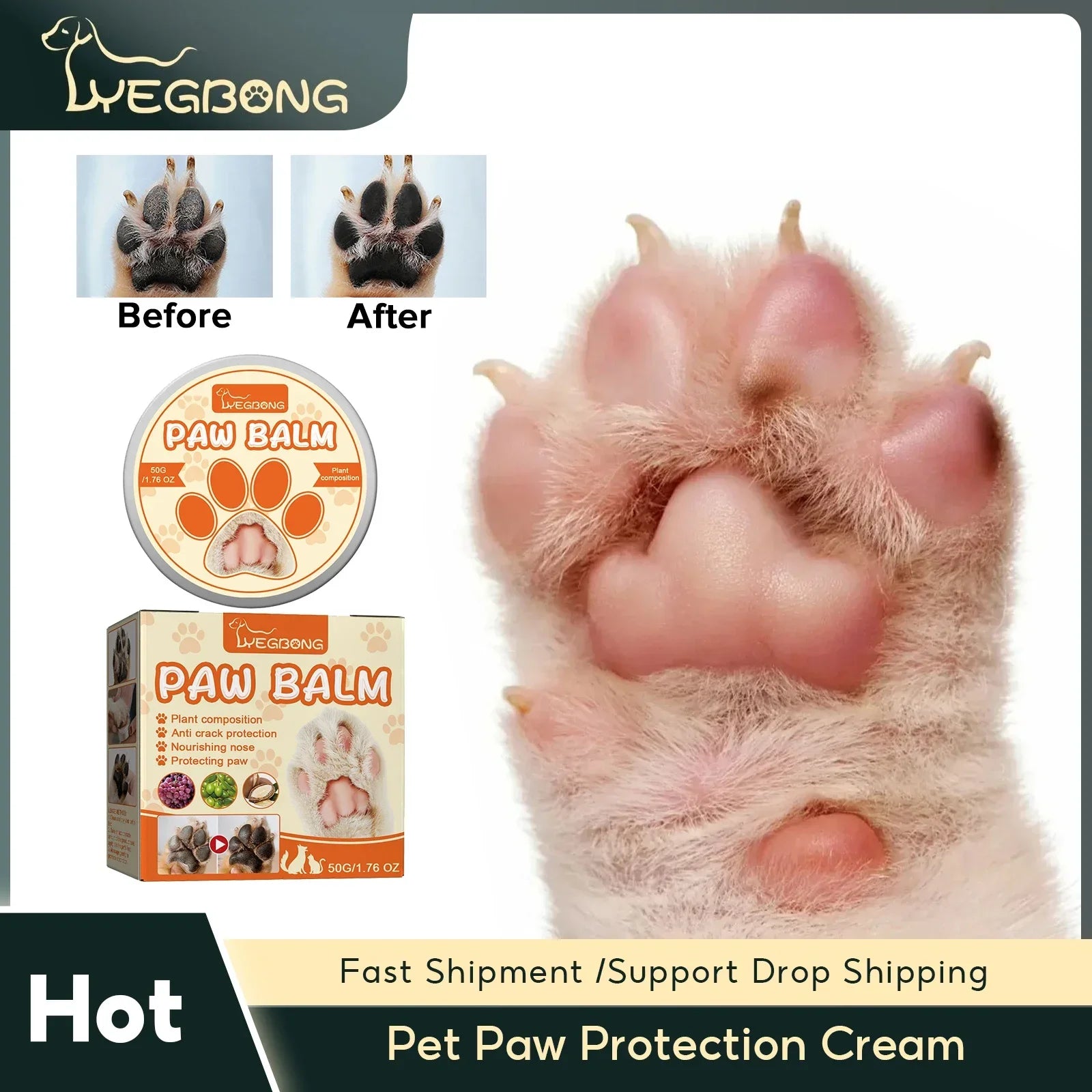 Pet Paw Protection Cream Puppy Kitten Foot Moisturizer Household Pet Paw Balm Natural Cat Paw Care Wax Dog Cat Grooming Supplies